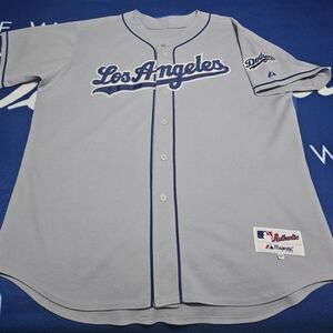 VINTAGE AUTHENTIC MAJESTIC LOS ANGELES DODGERS GREY JERSEY SIZE 52
